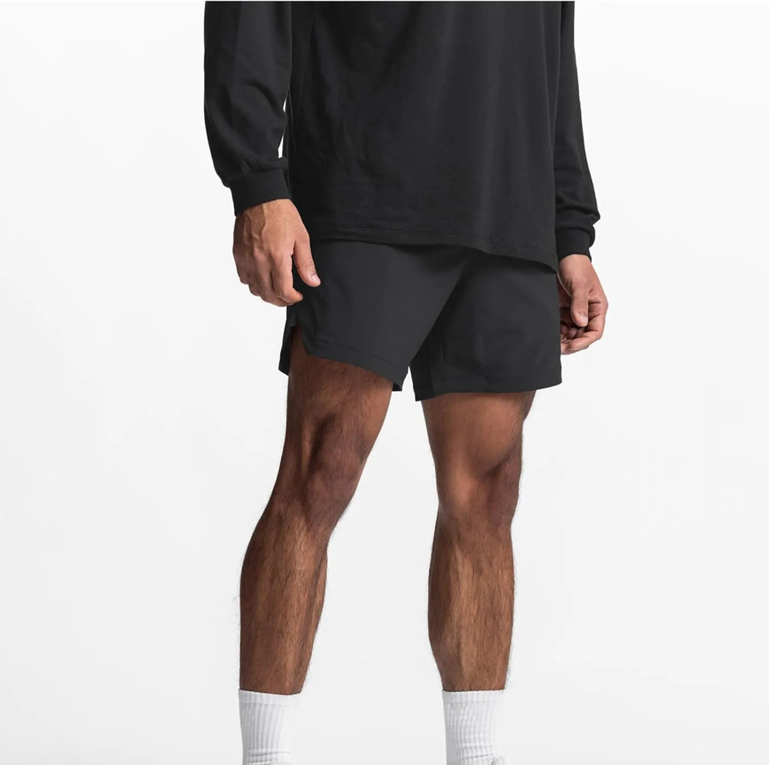 Sports Shorts for Men Cut Out Split Side Shorts Athletic Workout Gym Shorts Hiking Quick Dry Short for Running