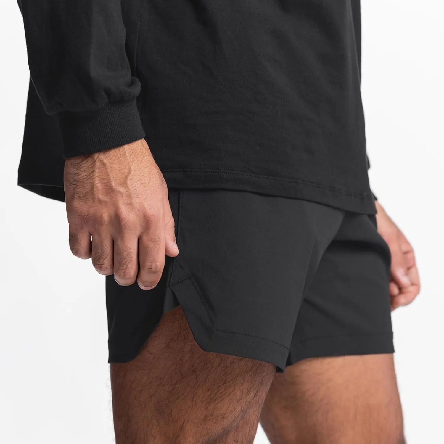 Sports Shorts for Men Cut Out Split Side Shorts Athletic Workout Gym Shorts Hiking Quick Dry Short for Running