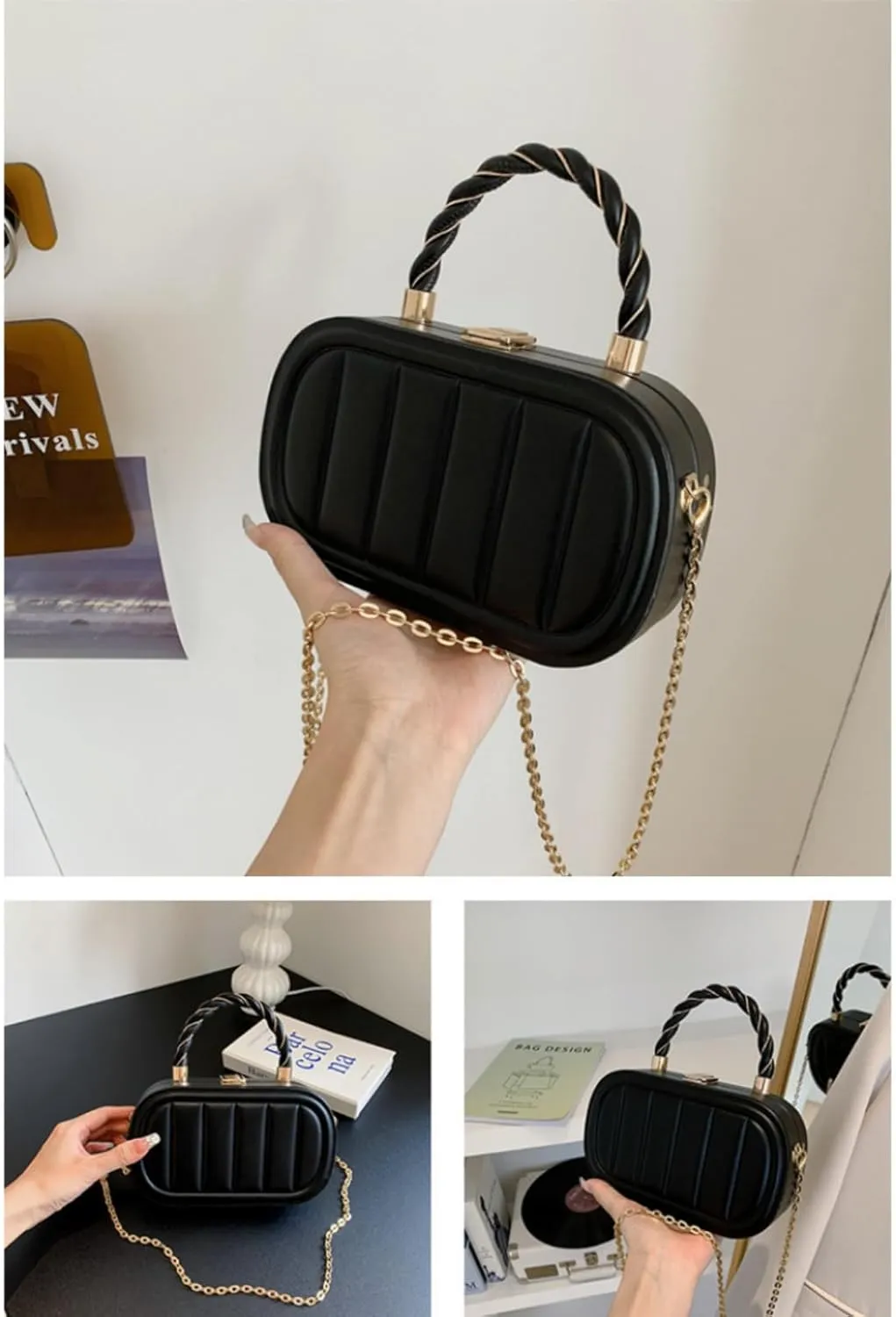 Stylish Minimalist Box Bag - Chain Shoulder & Crossbody Purse,Large Capacity & Quality Hardware,Gift for Christmas