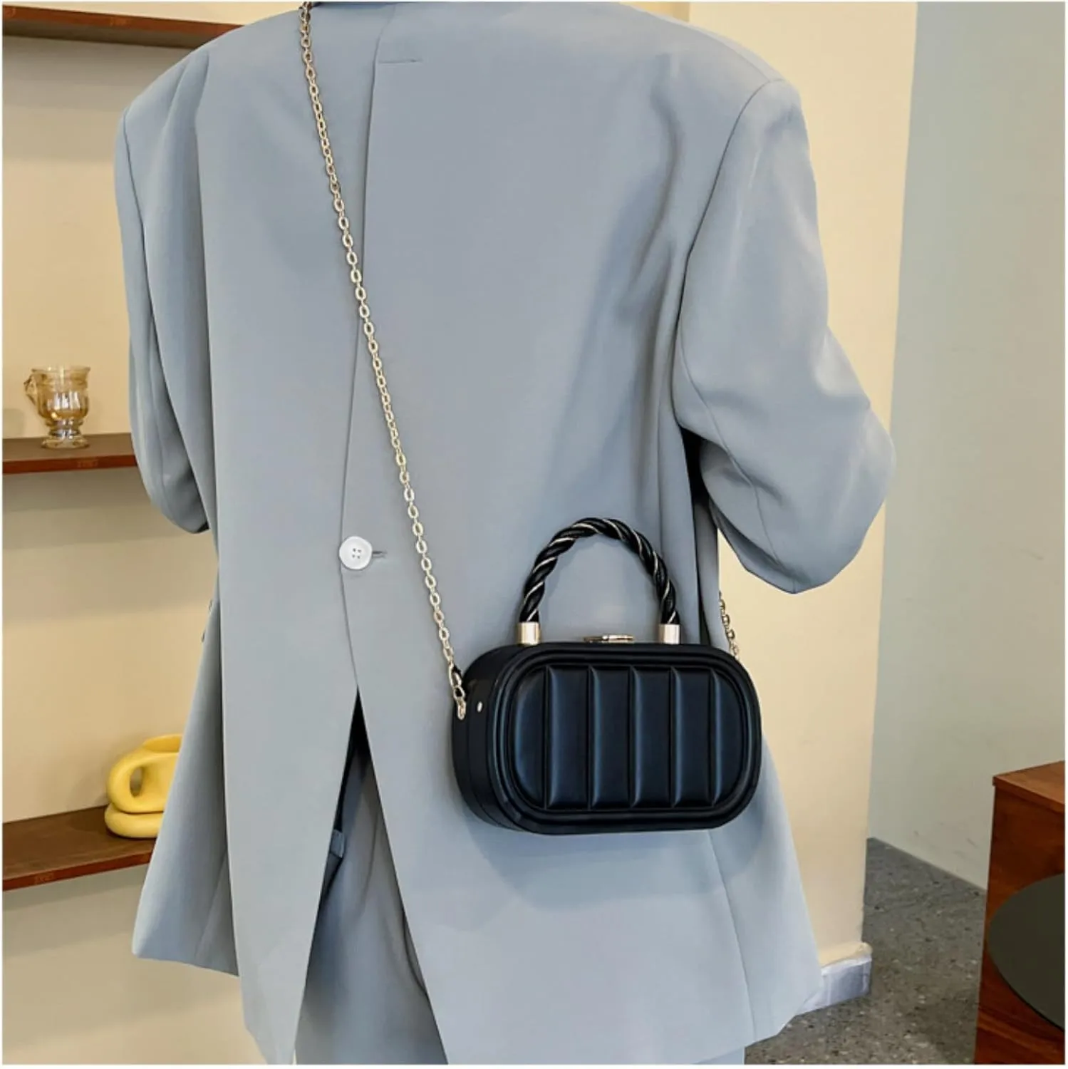 Stylish Minimalist Box Bag - Chain Shoulder & Crossbody Purse,Large Capacity & Quality Hardware,Gift for Christmas