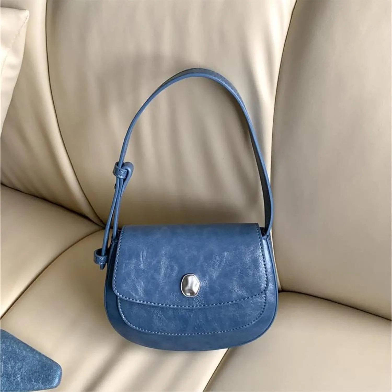 Stylish Simplicity Shoulder Bag,Women's Minimalist Handbag - Pure Color Chic Crossbody & Underarm Bag with Retro Charm