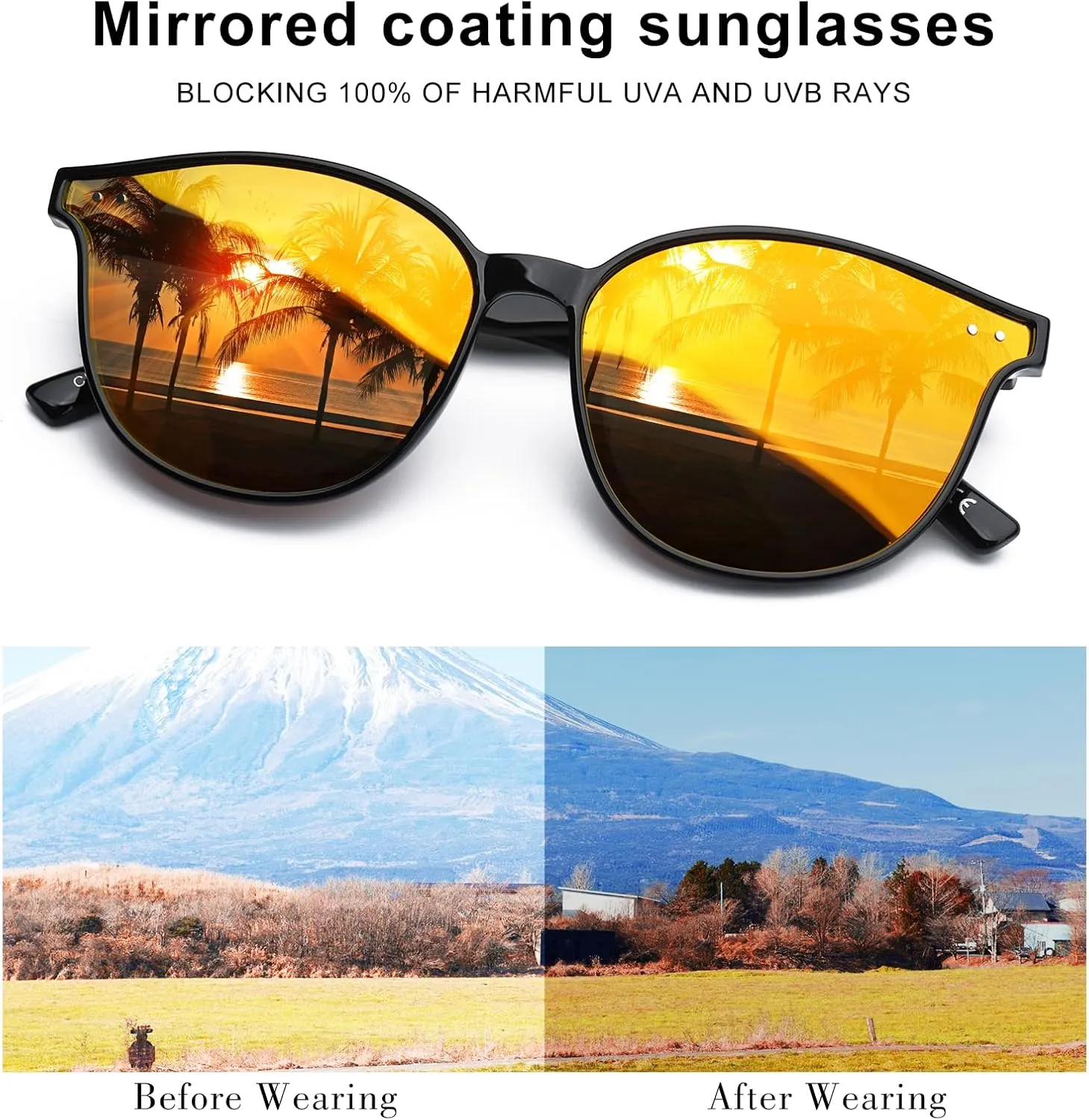 Sumato Sunglasses Womens, Cat Eye Pink Sunglasses for Women with Mirrored Trendy Lens UV400 Blocking
