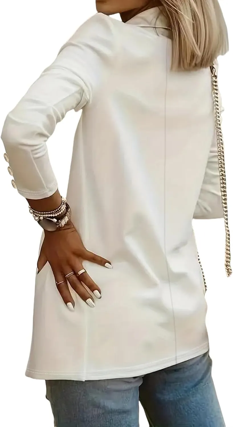 Summer Blazers for Women Open Front Business Jacket Casual Long Sleeve Suit Jacket Lapel Collar Blazer for Work Office