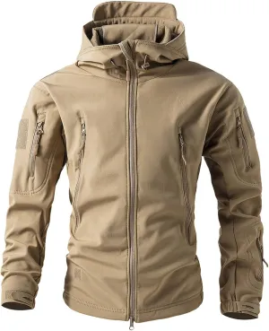 Tactical Hoodie for Men Softshell Fleece Lined Jacket Insulated Thermal Military Jacket Waterproof Warm Coat Tops