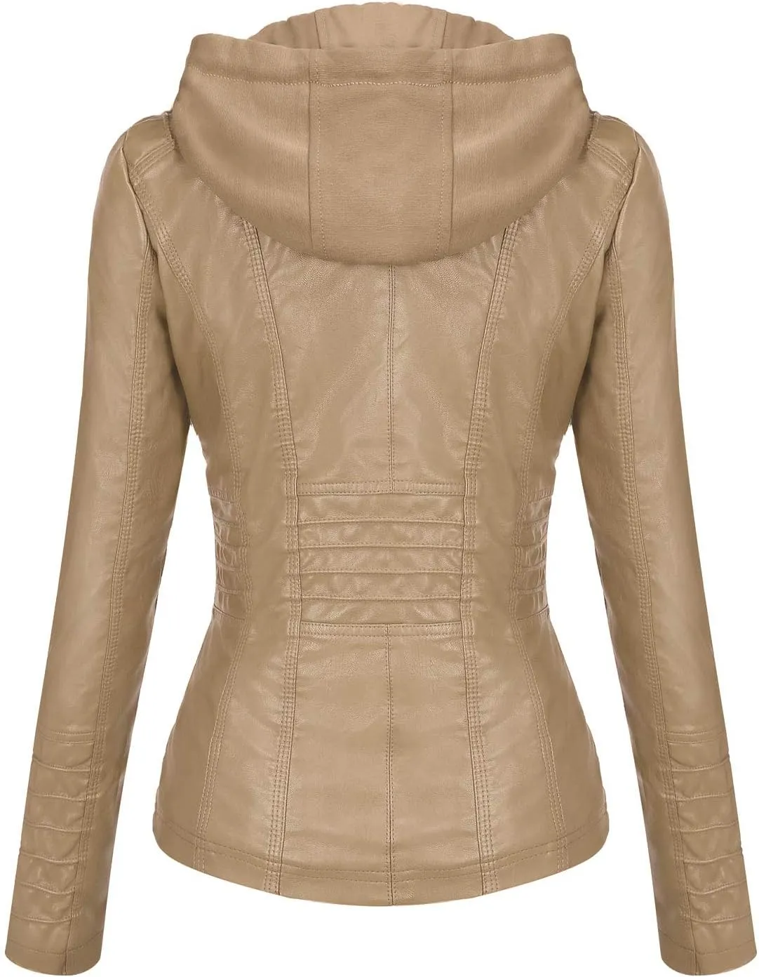 Tanming Women's Removable Hooded Faux Leather Jackets