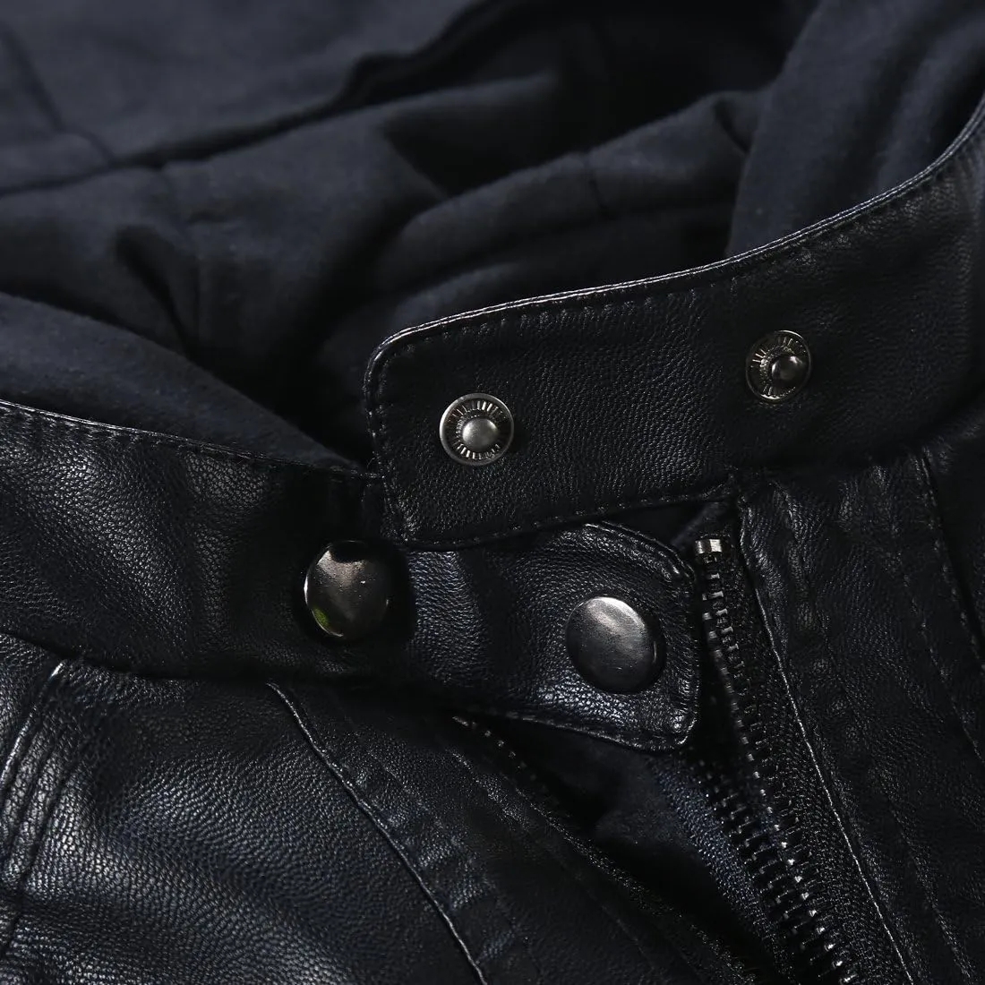 Tanming Women's Removable Hooded Faux Leather Jackets