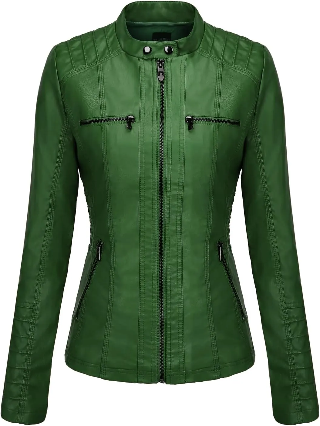Tanming Women's Removable Hooded Faux Leather Jackets
