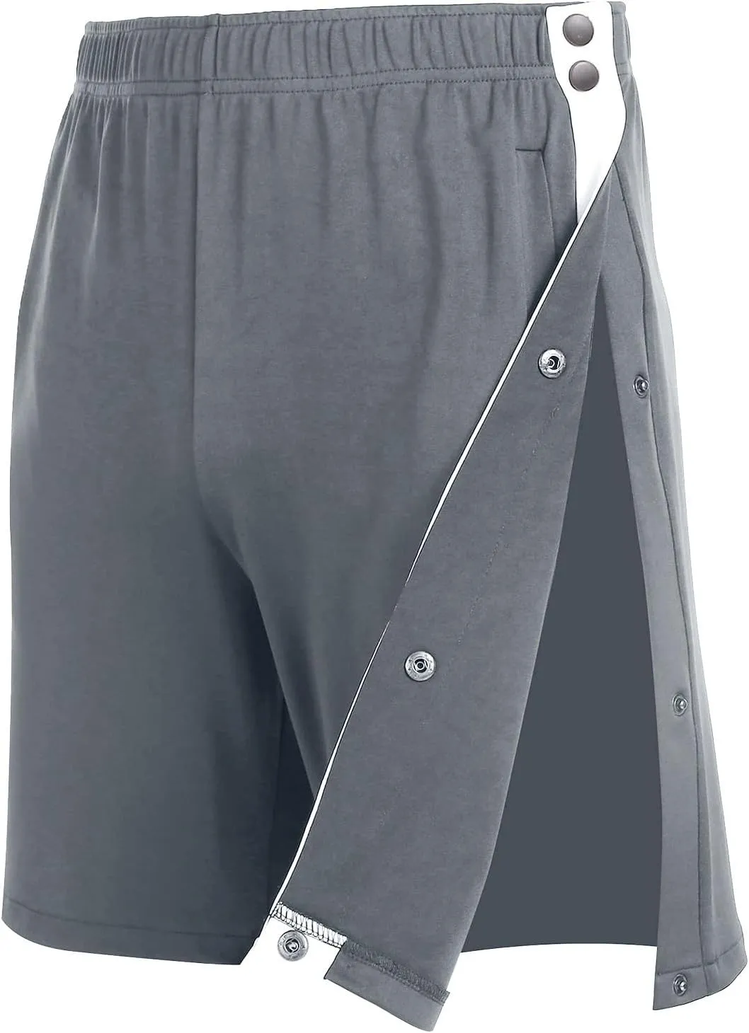 Tear Away Shorts for Men Solid Cotton Blend Shorts with Pockets Side Snap Shorts Bottom Baggy Post Surgery Pants