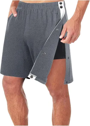 Tear Away Shorts for Men Solid Cotton Blend Shorts with Pockets Side Snap Shorts Bottom Baggy Post Surgery Pants