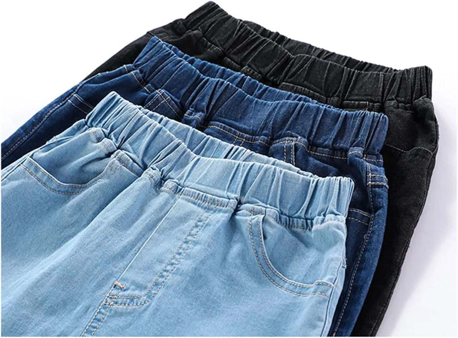 Toddler Baby Boys Chambray Denim Jeans Shorts Girls Elastic Waist Pull On Knee Length Summer Casual Boys Cargo Shorts