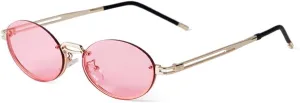 Trendy Brown Round Oval Rimless Sunglasses Women Shades Eyewear Retro Circle Men Sun Glasses UV400
