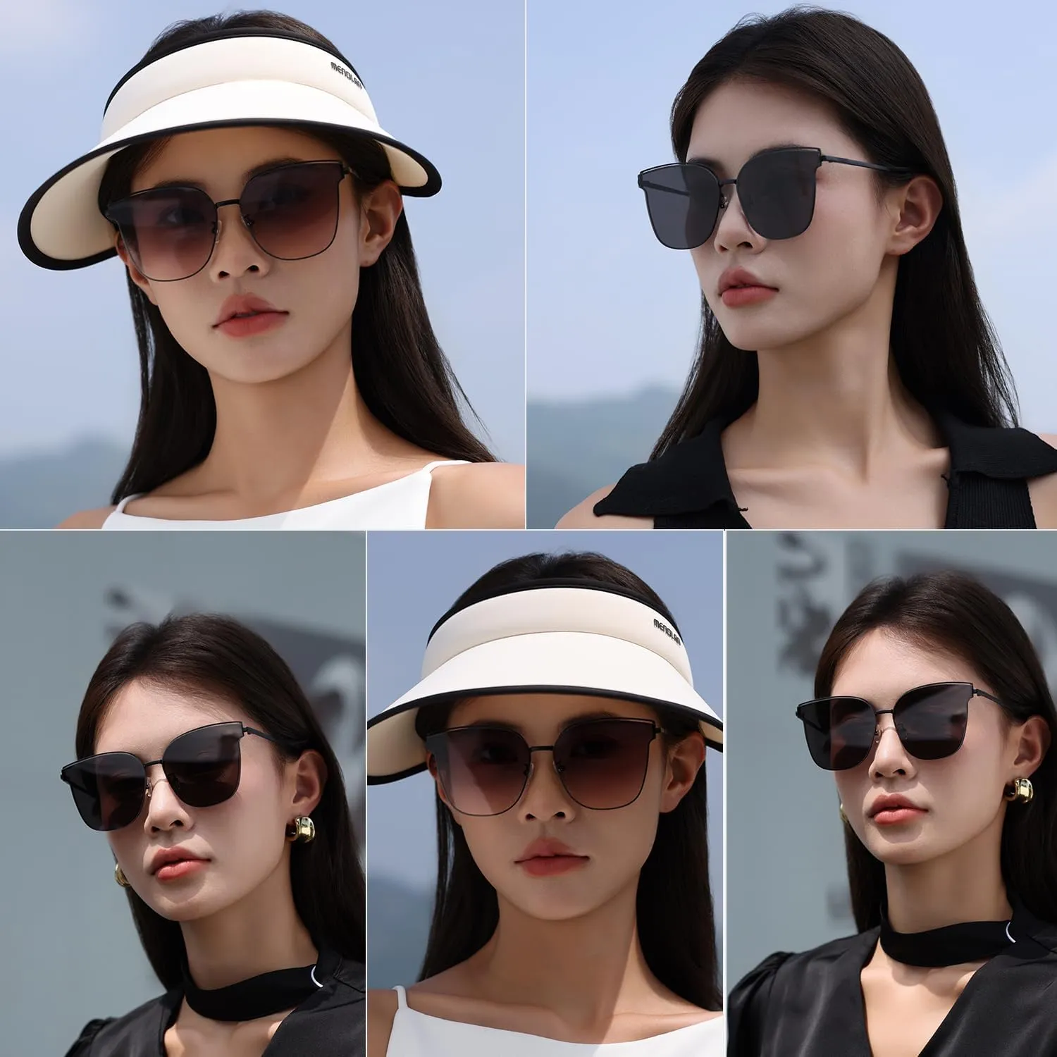 Trendy Cateye Aviator Gradient Sunglasses For Women Men Vintage Metal Sun Glasses