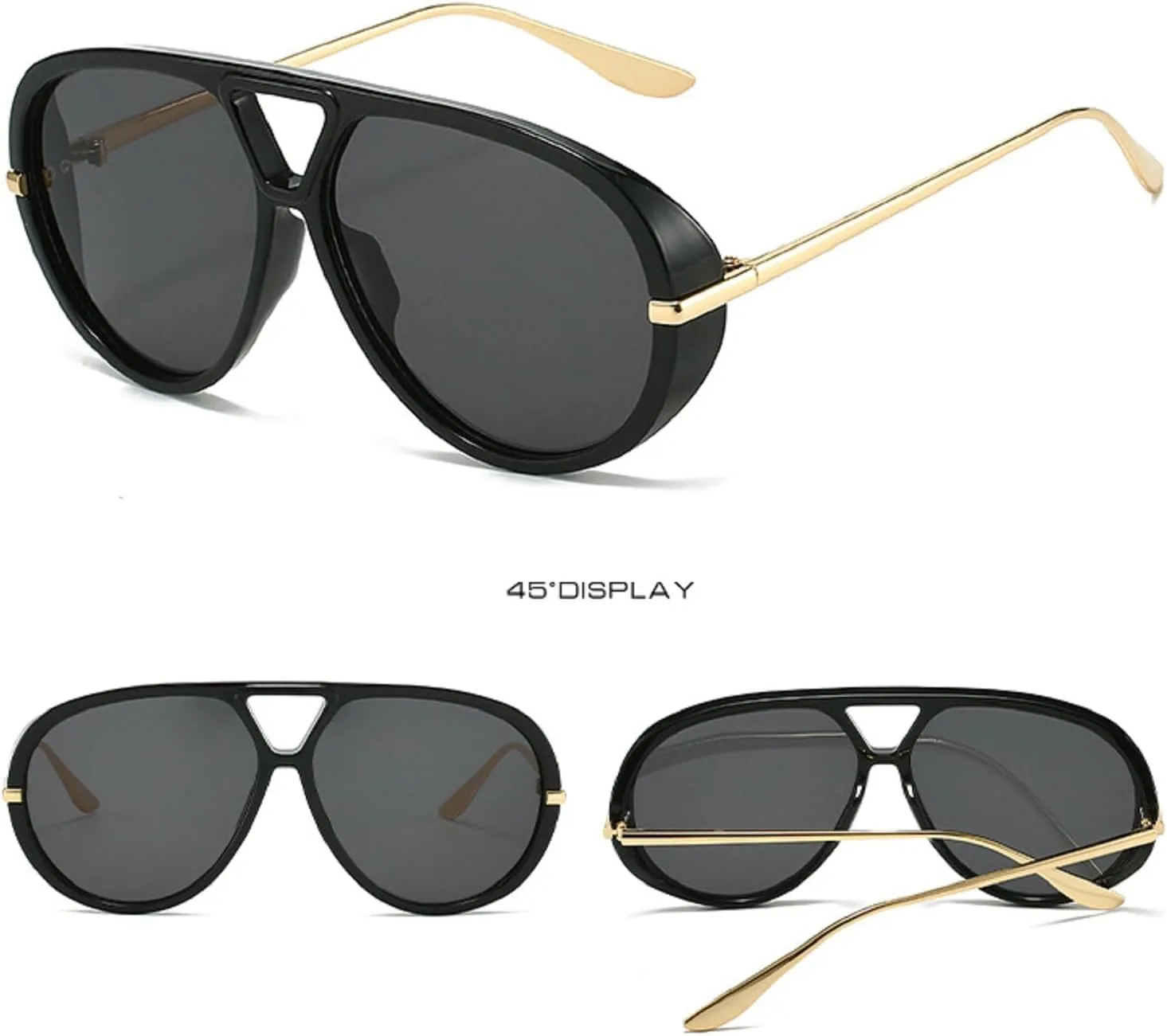 Trendy Pilot Sunglasses Women For Men Round Sun Glasses Vintage Big Frame Shield Shades Men Punk Sunglasses