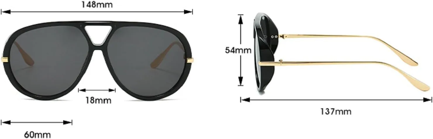Trendy Pilot Sunglasses Women For Men Round Sun Glasses Vintage Big Frame Shield Shades Men Punk Sunglasses