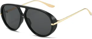 Trendy Pilot Sunglasses Women For Men Round Sun Glasses Vintage Big Frame Shield Shades Men Punk Sunglasses