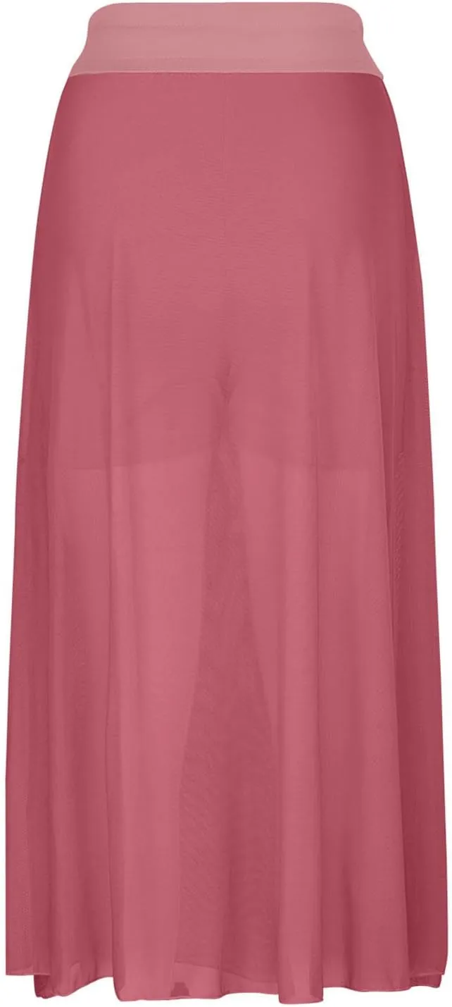 Tulle Skirts for Women 2024 Fashion Solid Elastic Waist Ruffle Flowy Maxi Skirt Summer Causal Skirt Dress