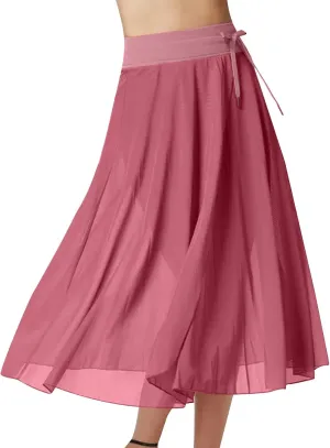 Tulle Skirts for Women 2024 Fashion Solid Elastic Waist Ruffle Flowy Maxi Skirt Summer Causal Skirt Dress