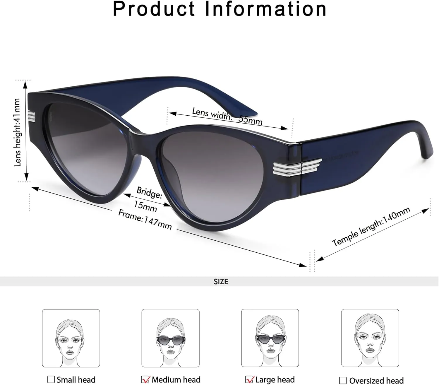 Vintage Cat Eye Sunglasses for Women Trendy Cateye Frame Sunnies AP3720