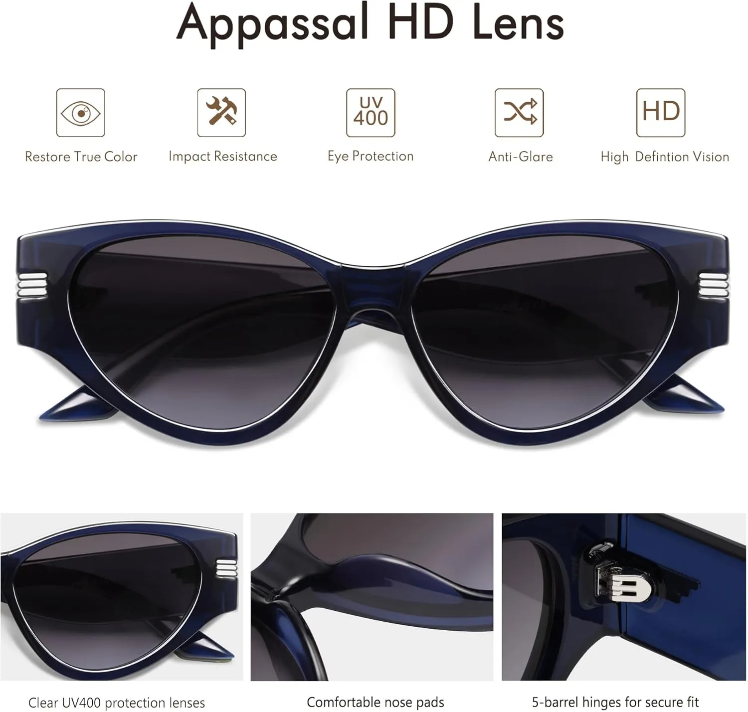 Vintage Cat Eye Sunglasses for Women Trendy Cateye Frame Sunnies AP3720
