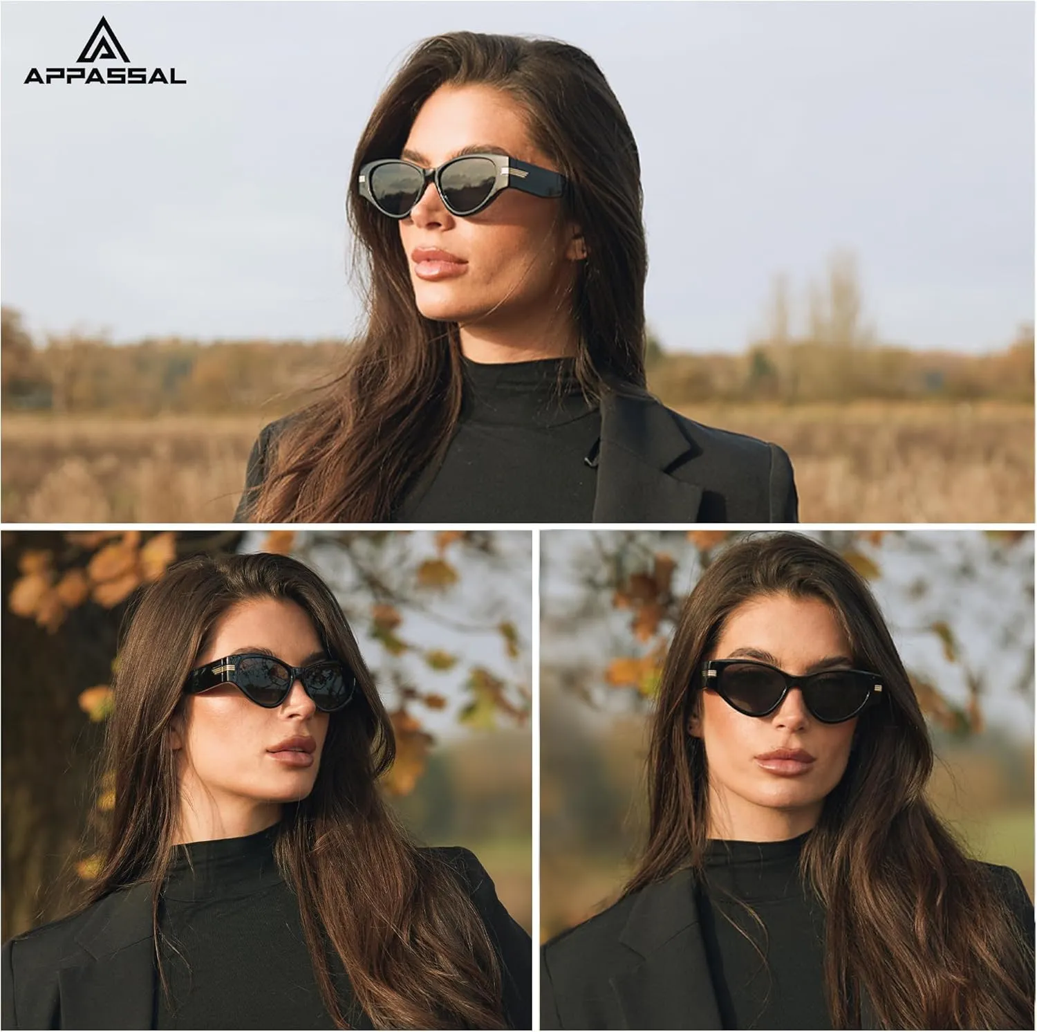 Vintage Cat Eye Sunglasses for Women Trendy Cateye Frame Sunnies AP3720