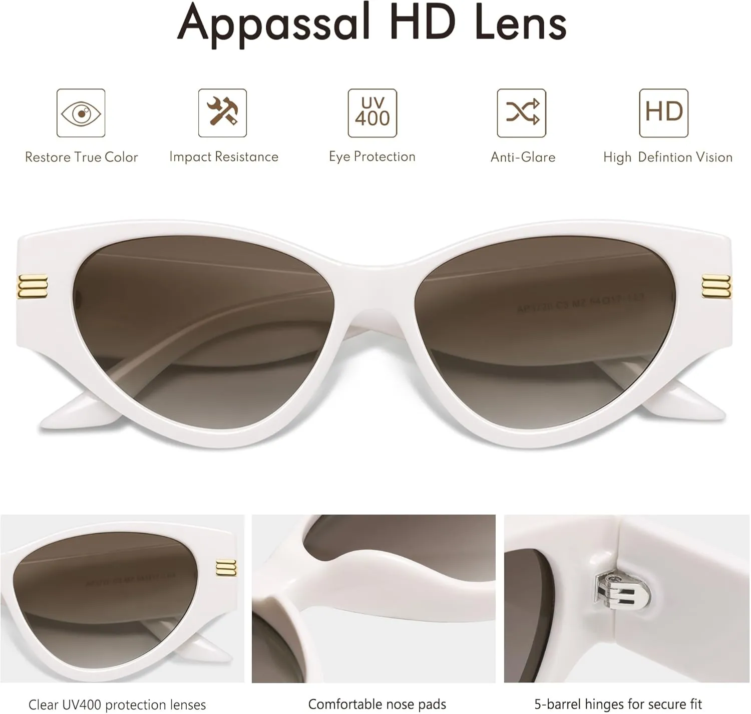 Vintage Cat Eye Sunglasses for Women Trendy Cateye Frame Sunnies AP3720