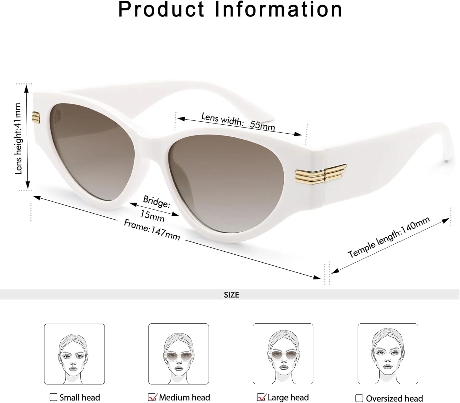 Vintage Cat Eye Sunglasses for Women Trendy Cateye Frame Sunnies AP3720