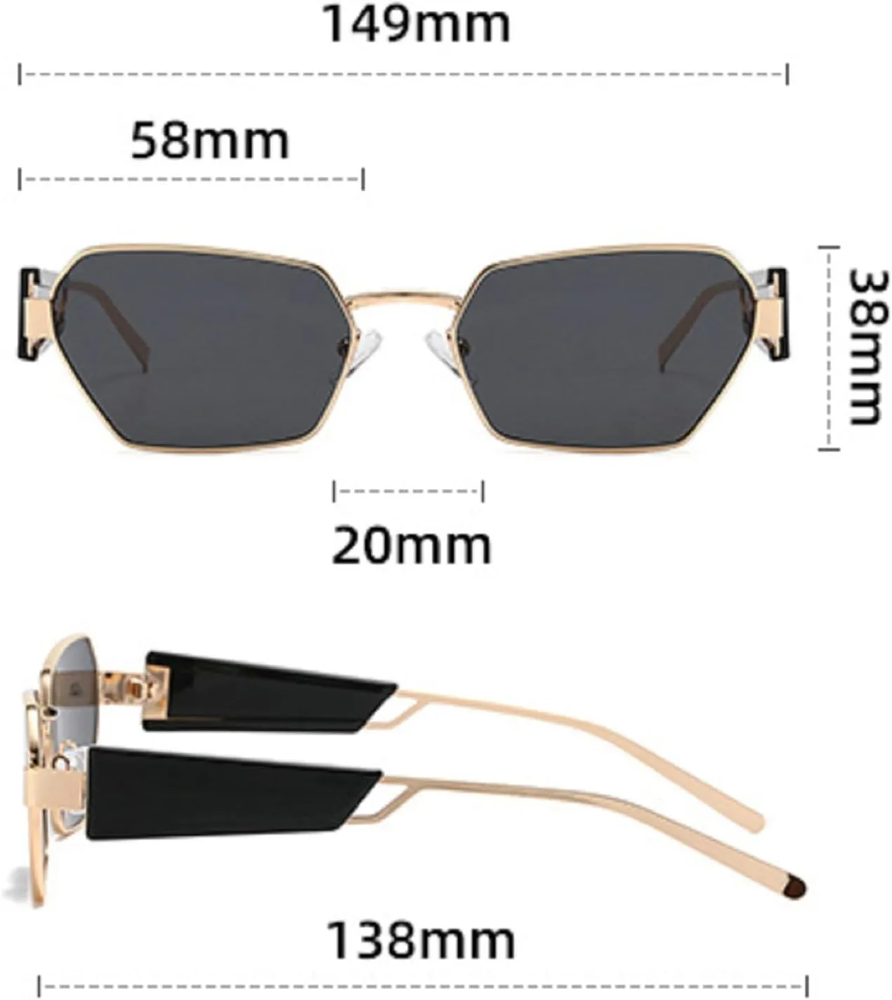Vintage Cat Eye Sunglasses Women Men Luxury Irregular Metal Frame Polygon Sun Glasses For Lady Trendy Eyewear UV400