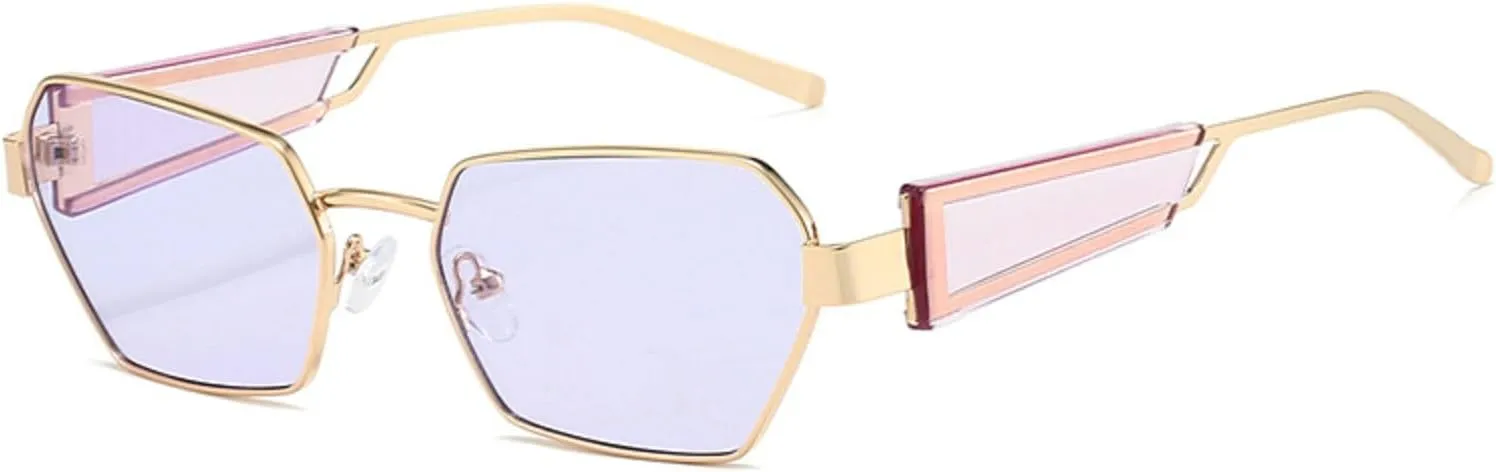 Vintage Cat Eye Sunglasses Women Men Luxury Irregular Metal Frame Polygon Sun Glasses For Lady Trendy Eyewear UV400