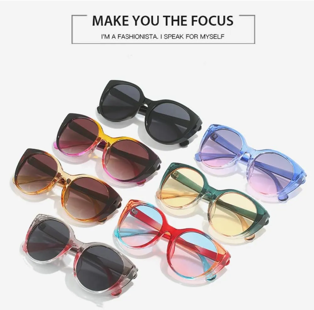 Vintage Cat Eye Sunglasses Women Round Female Gradient Sun Glasses Luxury Uv400 Men