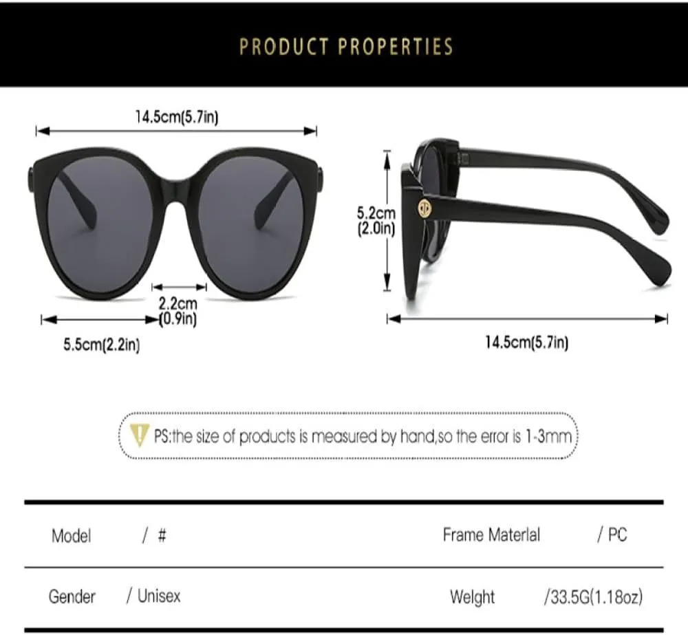 Vintage Cat Eye Sunglasses Women Round Female Gradient Sun Glasses Luxury Uv400 Men