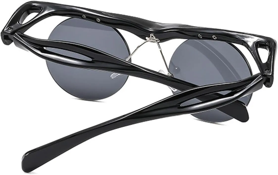 Vintage Rimless Round Punk Sunglasses Women Men Trendy Fashion Luxury Small Frame Outdoors Shade Sunglasses Uv400