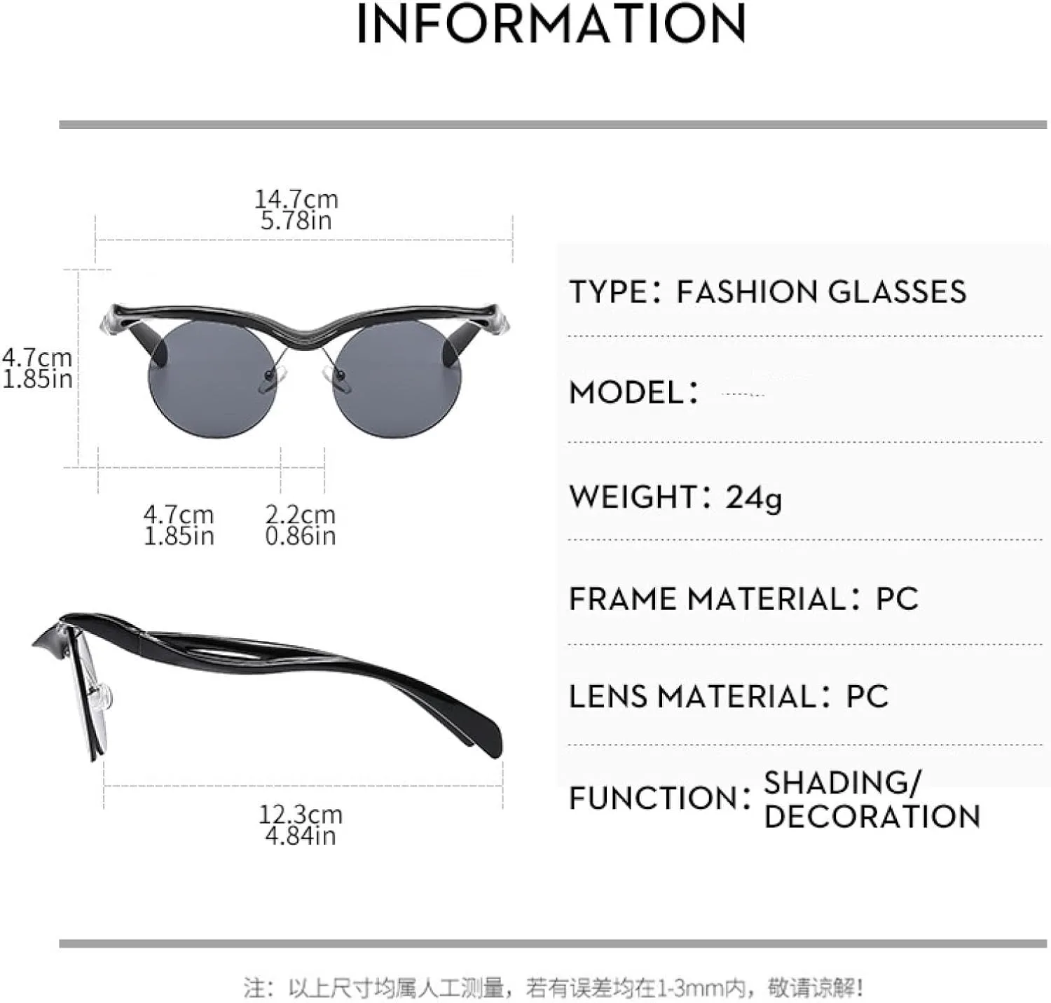 Vintage Rimless Round Punk Sunglasses Women Men Trendy Fashion Luxury Small Frame Outdoors Shade Sunglasses Uv400