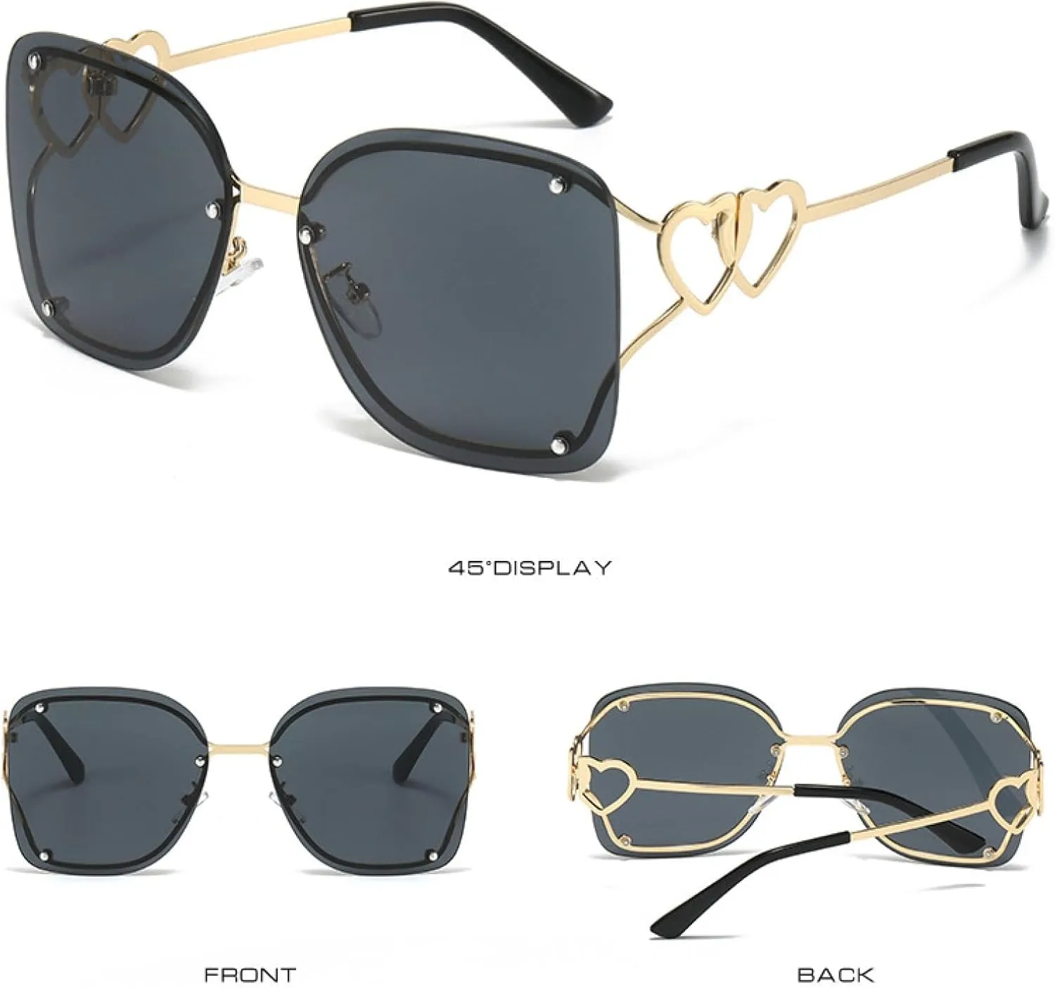 Vintage Rimless Sunglasses Women Men Fashion Double Shades Outdoors Driving Eyeglasses Uv400