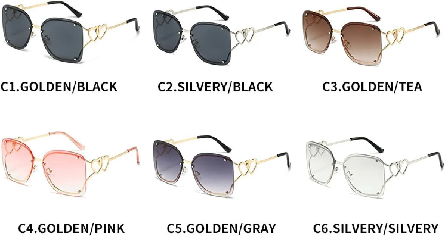 Vintage Rimless Sunglasses Women Men Fashion Double Shades Outdoors Driving Eyeglasses Uv400