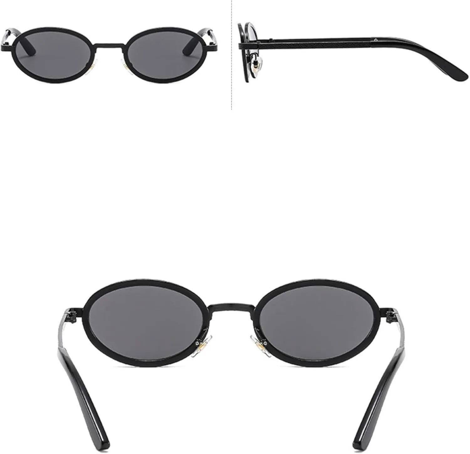 Vintage Round Men Fashion Small Oval Metal Sun Glasses for Women Luxury Uv400