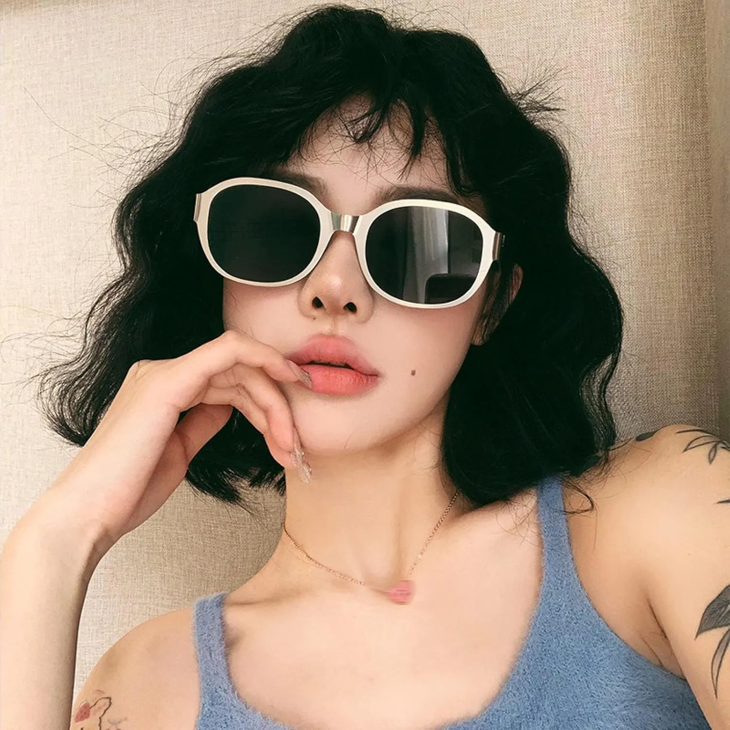 Vintage Round Metal Sunglasses Lady Protection Sunshade Casual Uv400