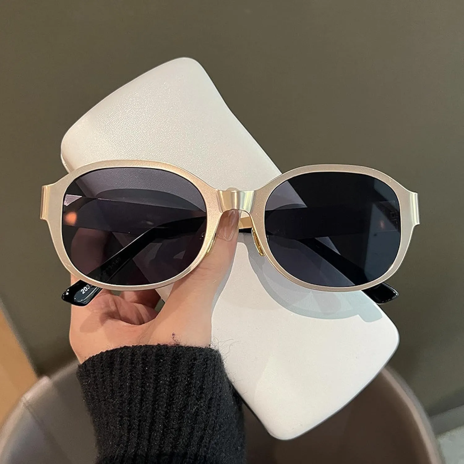 Vintage Round Metal Sunglasses Lady Protection Sunshade Casual Uv400