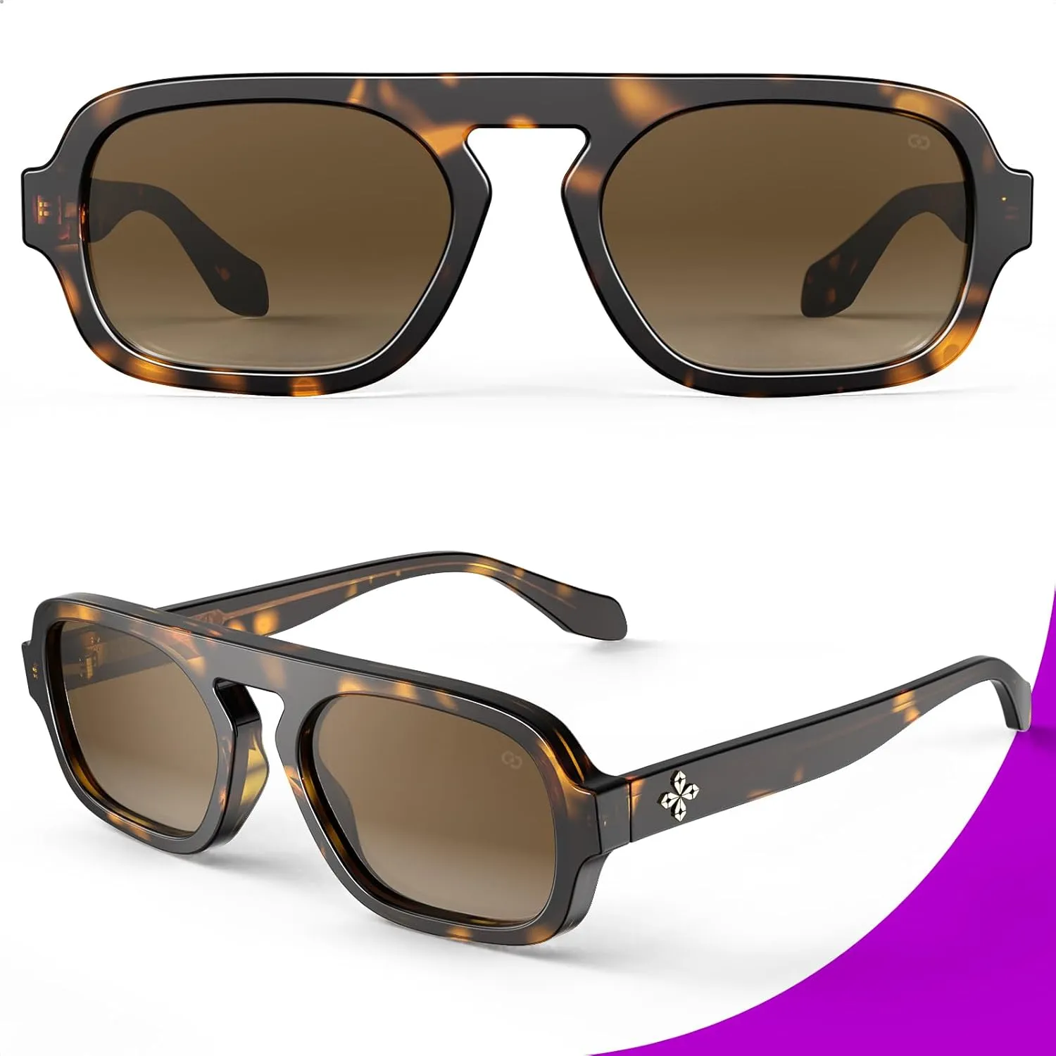 VISOONE Aviator Trendy Sunglasses for Women Men 70s Flat Top Large Retro Fashion Shades Jane