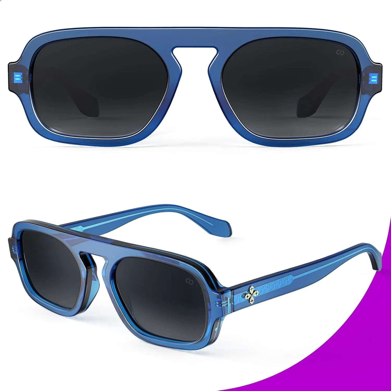 VISOONE Aviator Trendy Sunglasses for Women Men 70s Flat Top Large Retro Fashion Shades Jane
