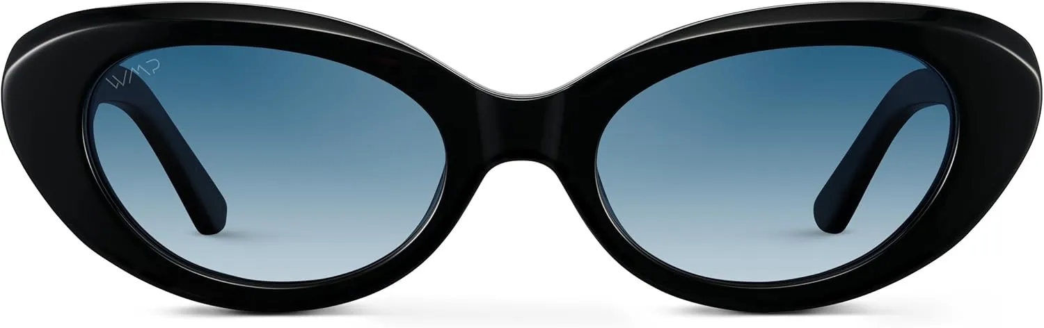 WearMe Pro - Women's Polarized Cat-Eye Sunglasses, Oval Lenses, Thick Rounded Frame, 5-Barrel Hinges, Hand-Polished Design