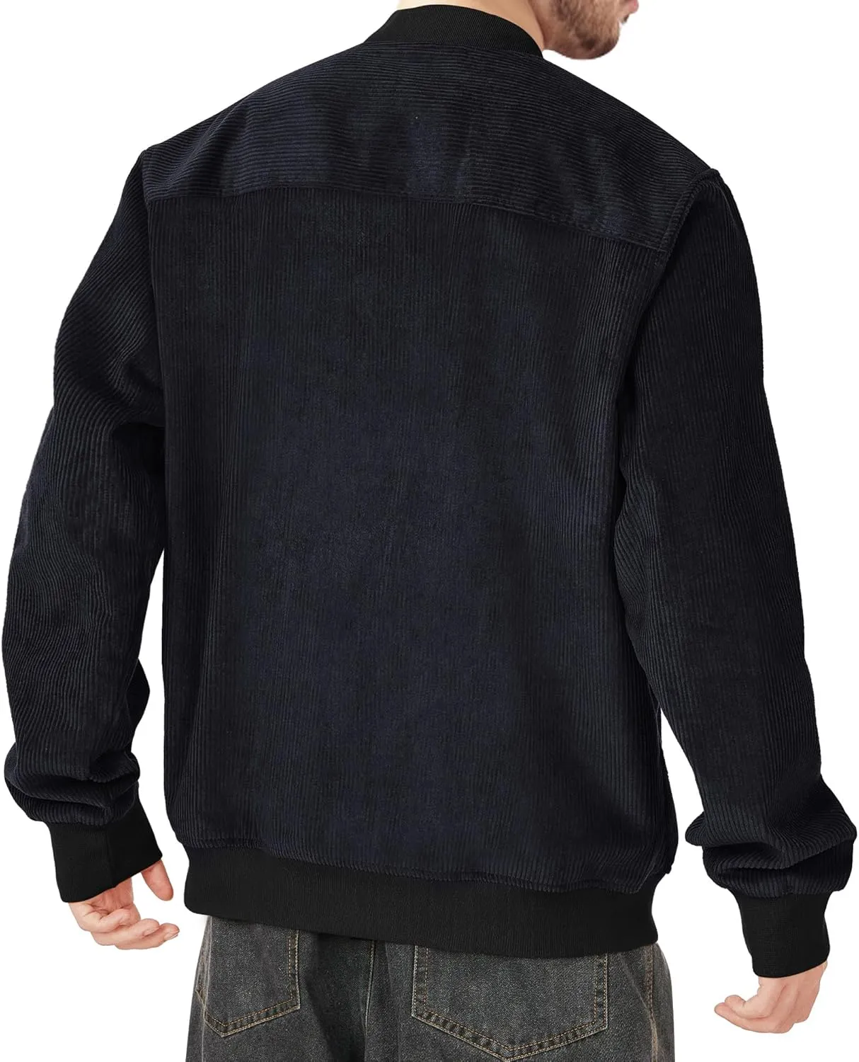 WEEN CHARM Men's Corduroy Bomber Jacket Lightweight Varsity Windbreaker Jackets