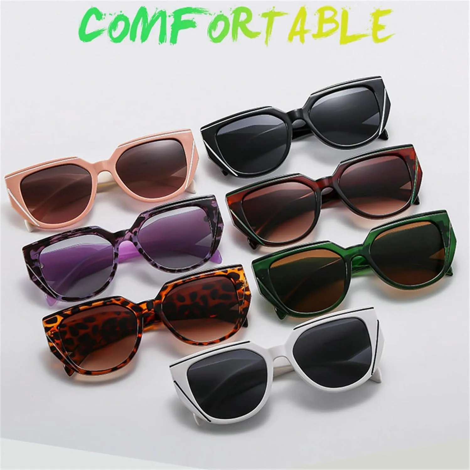 willochra Fashion Cat Eye Sunglasses for Women Retro Narrow Cat-eye Sun Glasses Triangle Vintage Style Tinted Lens