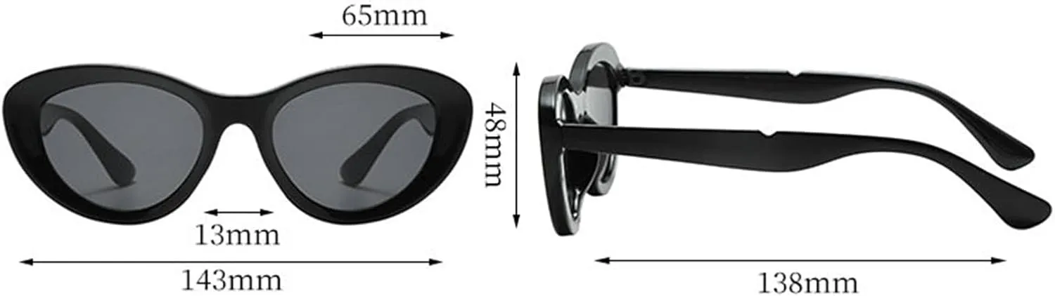 willochra Fashion Cat Eye Sunglasses for Women Vintage Y2K Oval Sun Glasses Ladies Gradient Black Shades Eyewear UV400
