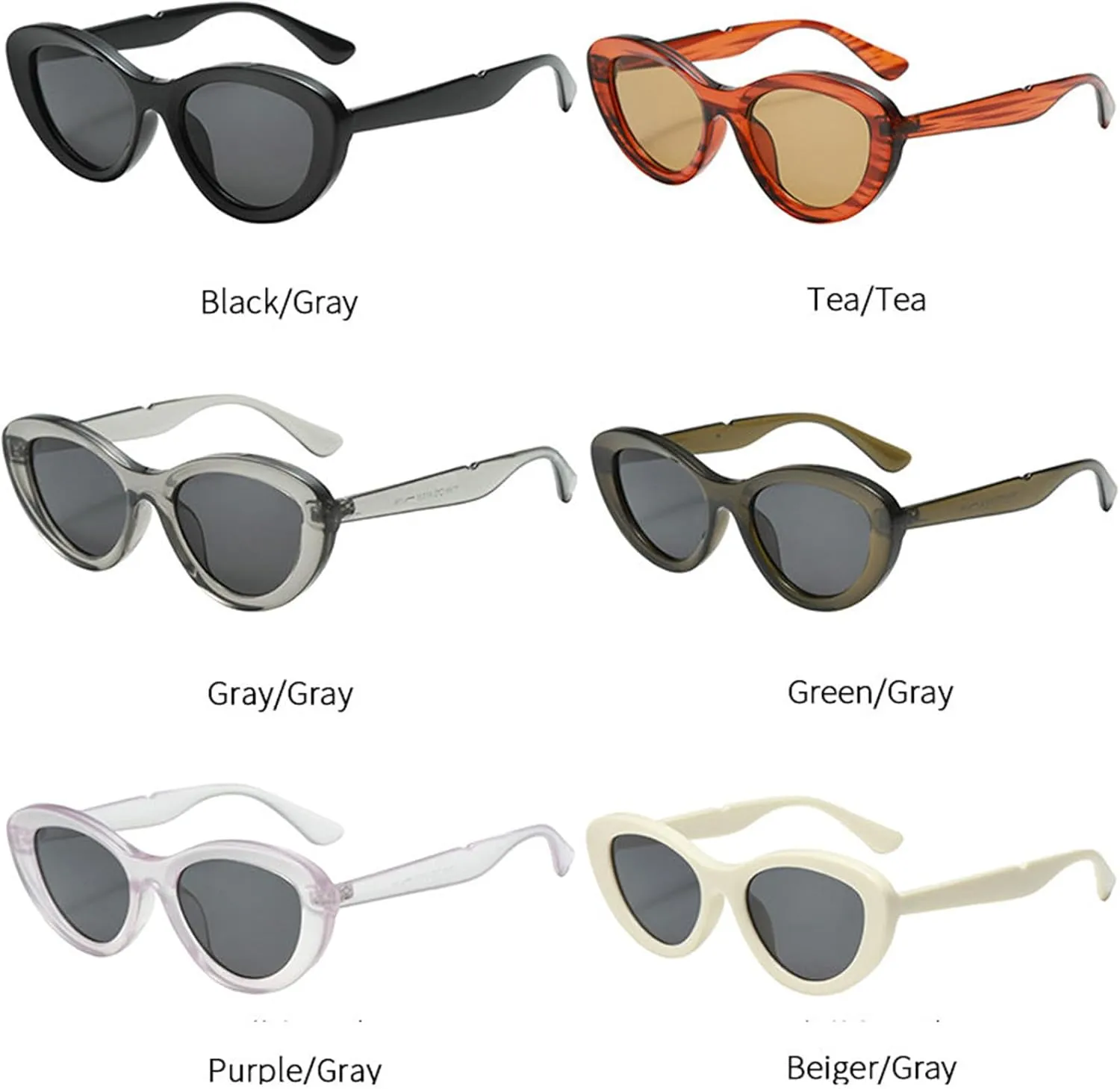 willochra Fashion Cat Eye Sunglasses for Women Vintage Y2K Oval Sun Glasses Ladies Gradient Black Shades Eyewear UV400