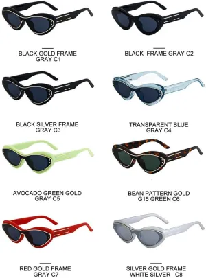 willochra Vintage cat eye Sunglasses Women 90s Double frame Small Ladies Classic One-Piece Outdoor Trending Sun Glasses UV400