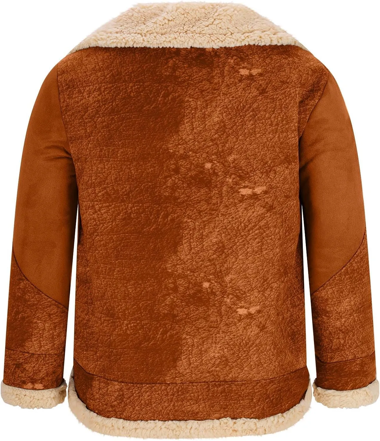 Winter Coats for Men Fleece Lined Suede Jacket Full Zip Lapel Collar Trucker Jackets with Pockets
