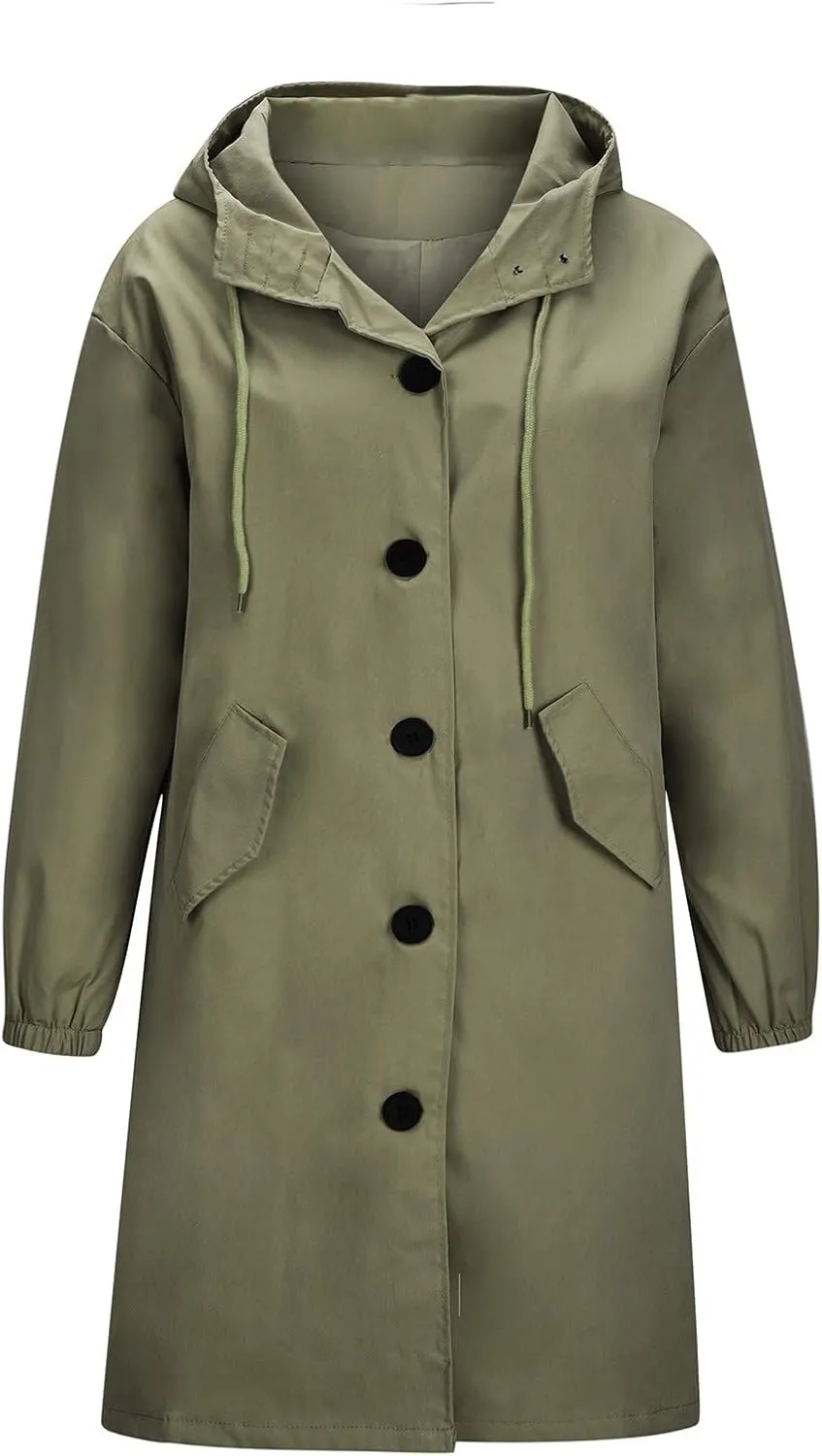 Wkishenl Fall Coats for Women 2024 Plus Size Lightweight Long Trench Jacket Casual Notched Collar Single Breasted Outerwear