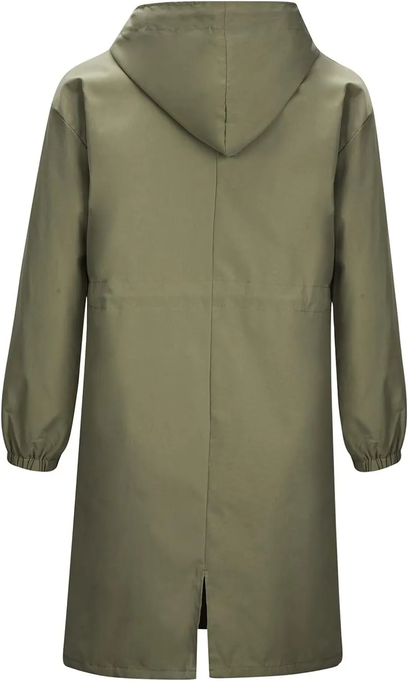 Wkishenl Fall Coats for Women 2024 Plus Size Lightweight Long Trench Jacket Casual Notched Collar Single Breasted Outerwear