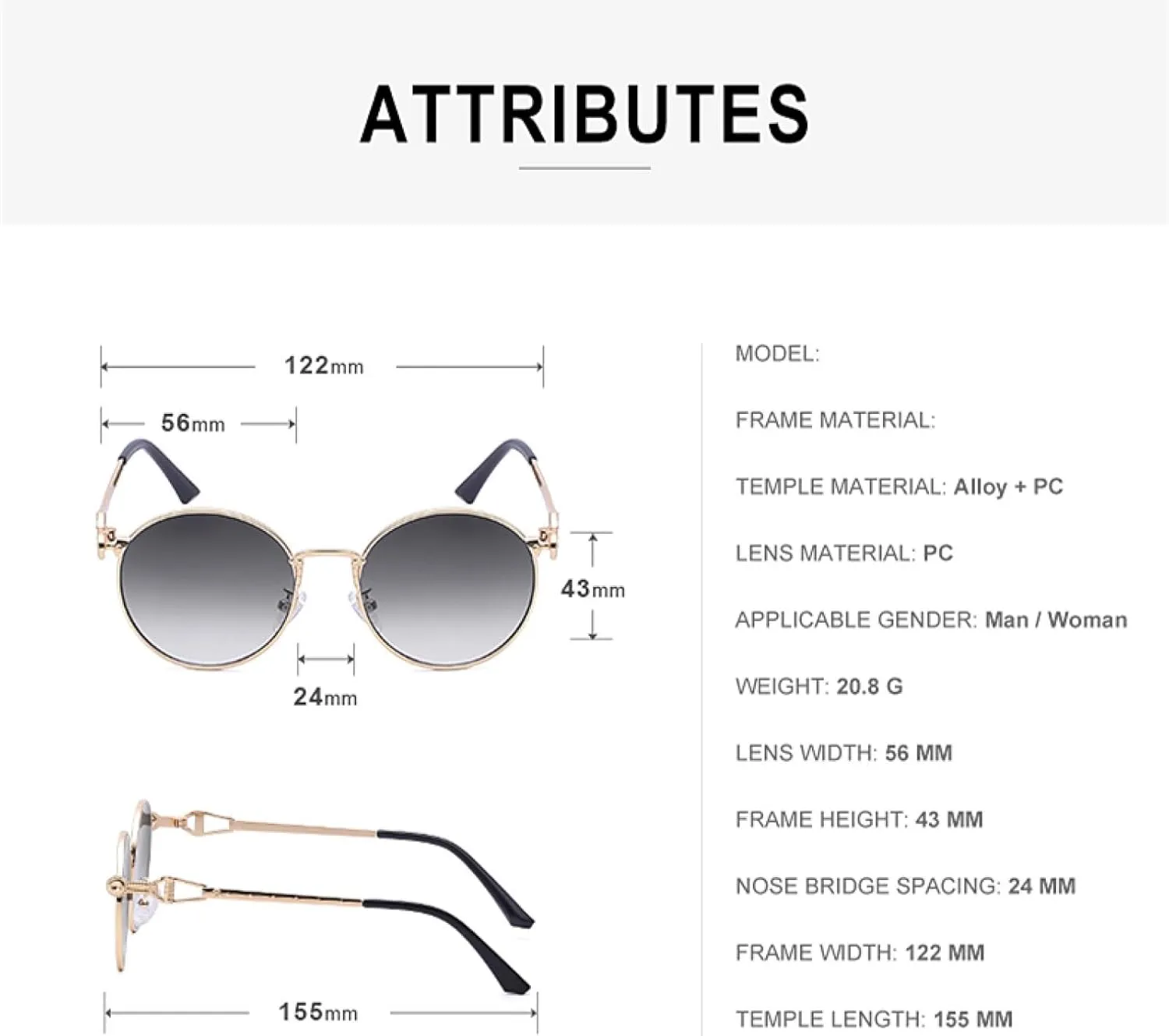 Woman and Man Luxury Fashion Sunglasses Round Classic Outdoor