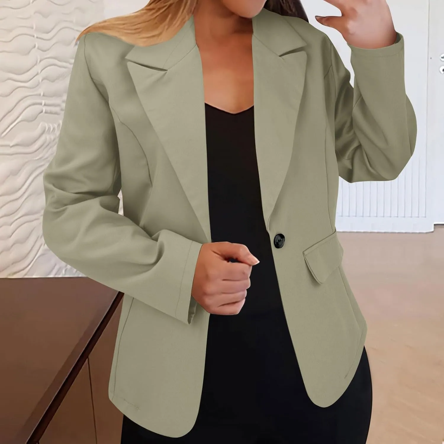 Women Blazers for Work Casual Business Casual Jackets Long Sleeve Lapel Open Front Cardigan Office Suit with Pockets
